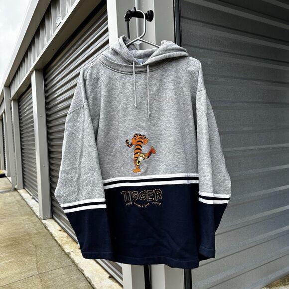 Vintage Other - Vintage Disney Tigger Hoodie XL Gray Colorblock Winnie The Pooh Embroidered